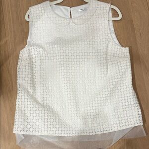 Brooks Brothers White Textured Sleeveless Blouse
